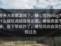 原来大家都漏掉了，糖心官网vlog为什么越低调越容易出圈，偏偏表面平静，底下早就炸了，难怪风向会突然拐过去