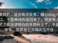 说真的，这次有点反常，糖心vlog入口，不是单纯热度回来了，而是有人把之前没讲明白的东西补上了，不是夸张，是那股后劲确实压不住