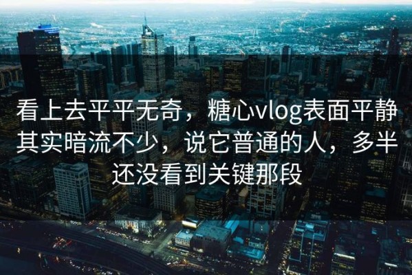 看上去平平无奇，糖心vlog表面平静其实暗流不少，说它普通的人，多半还没看到关键那段