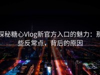 探秘糖心Vlog新官方入口的魅力：那些反常点，背后的原因