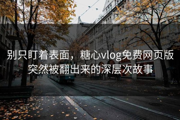 别只盯着表面，糖心vlog免费网页版突然被翻出来的深层次故事