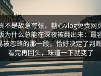 真不是故意夸张，糖心vlog免费网页版为什么总能在深夜被翻出来：最容易被忽略的那一段，恰好决定了判断，看完再回头，味道一下就变了