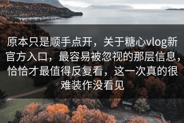 原本只是顺手点开，关于糖心vlog新官方入口，最容易被忽视的那层信息，恰恰才最值得反复看，这一次真的很难装作没看见