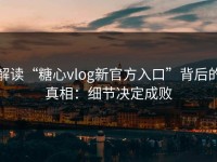 解读“糖心vlog新官方入口”背后的真相：细节决定成败