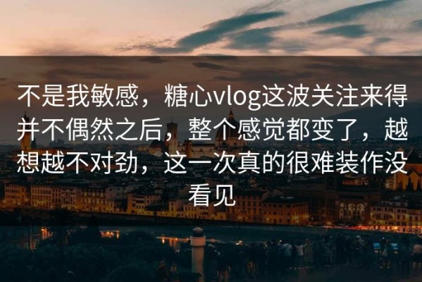 不是我敏感，糖心vlog这波关注来得并不偶然之后，整个感觉都变了，越想越不对劲，这一次真的很难装作没看见