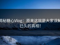 揭秘糖心Vlog：原来这就是大家误解已久的真相！