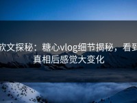 软文探秘：糖心vlog细节揭秘，看到真相后感觉大变化