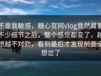不是我敏感，糖心官网vlog竟然藏着不少细节之后，整个感觉都变了，越想越不对劲，看到最后才发现前面全想岔了