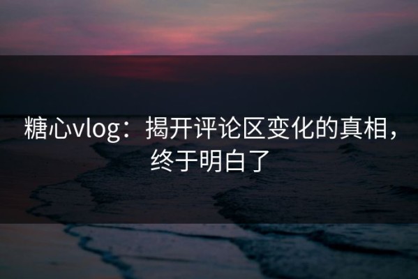 糖心vlog：揭开评论区变化的真相，终于明白了