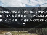 探秘糖心vlog网页版：揭开背后的真相，这次顺着线索看下去才知道不简单，不是夸张，是那股后劲确实压不住