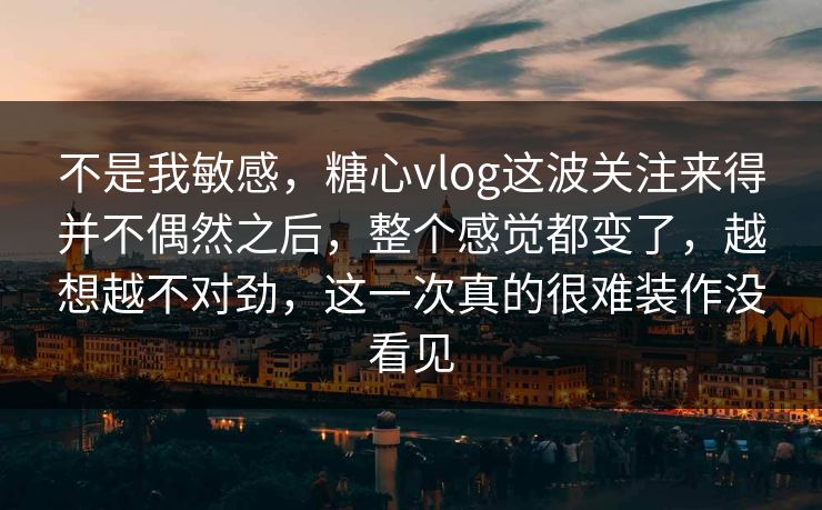 不是我敏感，糖心vlog这波关注来得并不偶然之后，整个感觉都变了，越想越不对劲，这一次真的很难装作没看见