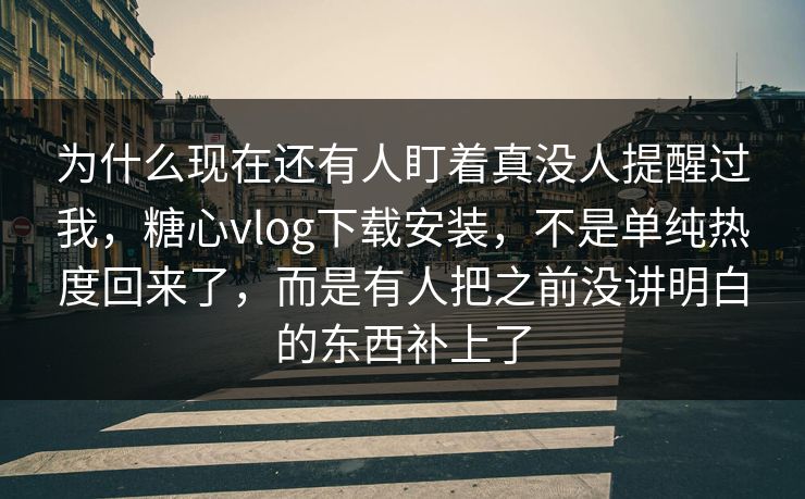 为什么现在还有人盯着真没人提醒过我，糖心vlog下载安装，不是单纯热度回来了，而是有人把之前没讲明白的东西补上了