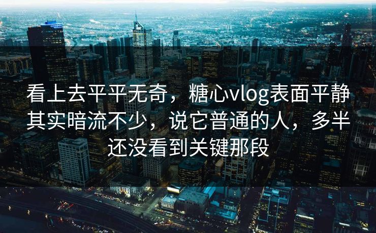 看上去平平无奇，糖心vlog表面平静其实暗流不少，说它普通的人，多半还没看到关键那段