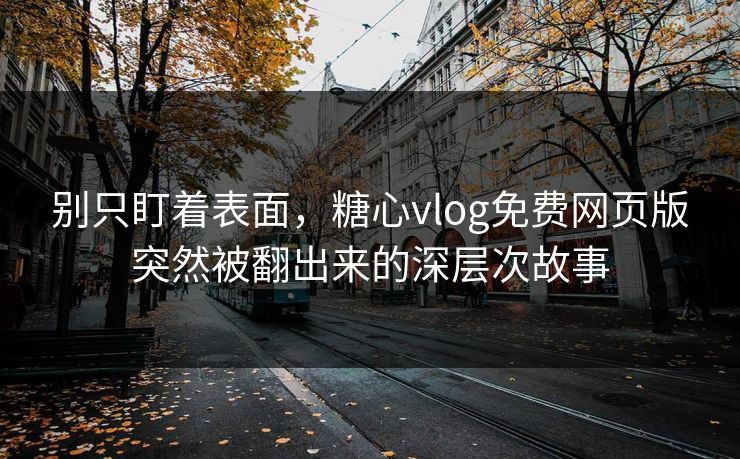 别只盯着表面，糖心vlog免费网页版突然被翻出来的深层次故事