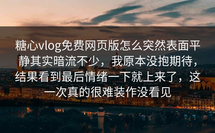 糖心vlog免费网页版怎么突然表面平静其实暗流不少，我原本没抱期待，结果看到最后情绪一下就上来了，这一次真的很难装作没看见