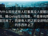 为什么现在还有人盯着真没人提醒过我，糖心vlog在线观看，不是单纯热度回来了，而是有人把之前没讲明白的东西补上了