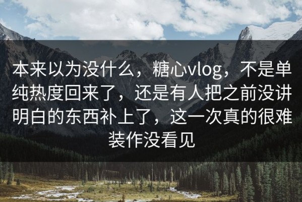 本来以为没什么，糖心vlog，不是单纯热度回来了，还是有人把之前没讲明白的东西补上了，这一次真的很难装作没看见
