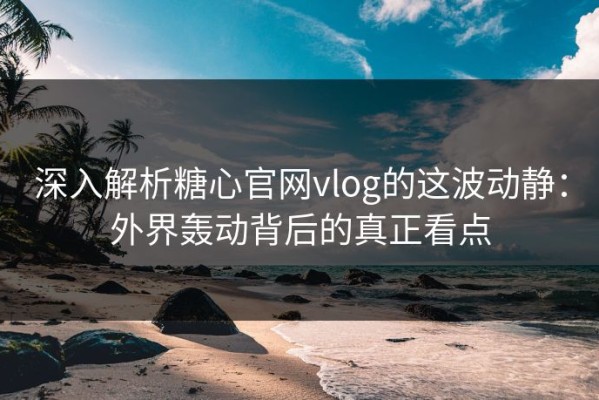 深入解析糖心官网vlog的这波动静：外界轰动背后的真正看点