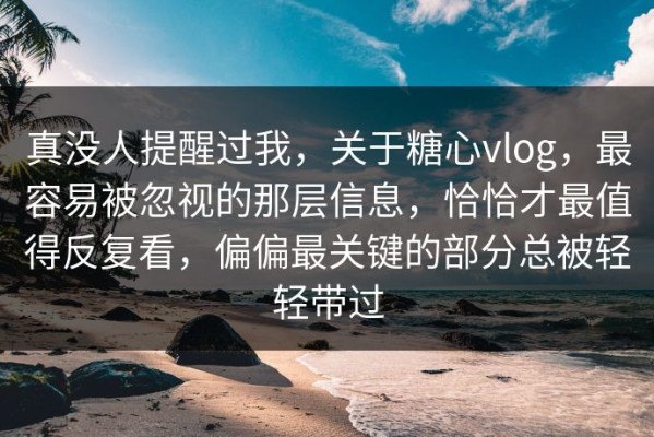 真没人提醒过我，关于糖心vlog，最容易被忽视的那层信息，恰恰才最值得反复看，偏偏最关键的部分总被轻轻带过