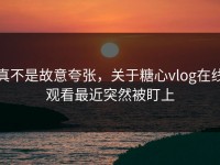 真不是故意夸张，关于糖心vlog在线观看最近突然被盯上