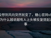 没想到风向突然就变了，糖心官网vlog为什么越说越有人上头被反复提起这事