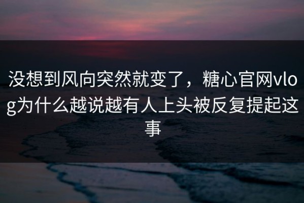 没想到风向突然就变了，糖心官网vlog为什么越说越有人上头被反复提起这事