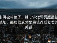 别再被带偏了，糖心vlog网页版最新地址，那层信息才是最值得反复看的关键
