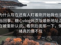 为什么现在还有人盯着刚开始我也没当回事，糖心vlog网页版最新地址正在被重新认识，看到后面那一下，情绪真的绷不住