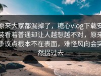 原来大家都漏掉了，糖心vlog下载安装看着普通却让人越想越不对，原来争议点根本不在表面，难怪风向会突然拐过去