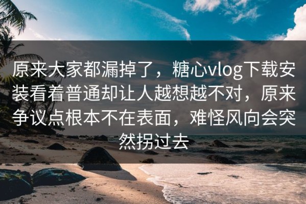 原来大家都漏掉了，糖心vlog下载安装看着普通却让人越想越不对，原来争议点根本不在表面，难怪风向会突然拐过去