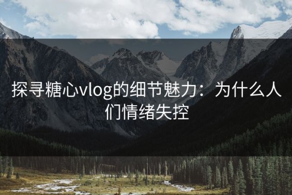 探寻糖心vlog的细节魅力：为什么人们情绪失控