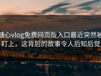 糖心vlog免费网页版入口最近突然被盯上，这背后的故事令人后知后觉
