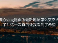 糖心vlog网页版最新地址怎么突然火了？这一次真的让我看到了希望