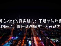 糖心vlog的真实魅力：不是单纯热度回来了，而是透彻解读与内在动力