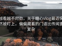 越看越不对劲，关于糖心vlog最近突然被盯上，偏偏藏着的门道比传闻更复杂