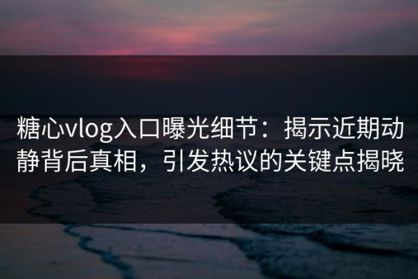 糖心vlog入口曝光细节：揭示近期动静背后真相，引发热议的关键点揭晓