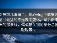别被前几眼骗了，糖心vlog下载安装这回最猛的不是表面变化，是后面牵出的那条线，偏偏最关键的部分总被轻轻带过