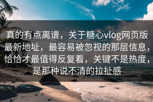 真的有点离谱，关于糖心vlog网页版最新地址，最容易被忽视的那层信息，恰恰才最值得反复看，关键不是热度，是那种说不清的拉扯感