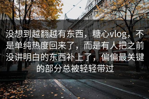 没想到越翻越有东西，糖心vlog，不是单纯热度回来了，而是有人把之前没讲明白的东西补上了，偏偏最关键的部分总被轻轻带过