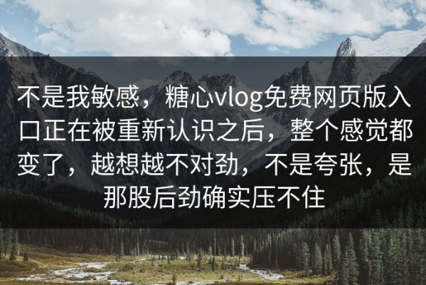 不是我敏感，糖心vlog免费网页版入口正在被重新认识之后，整个感觉都变了，越想越不对劲，不是夸张，是那股后劲确实压不住