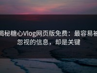 揭秘糖心Vlog网页版免费：最容易被忽视的信息，却是关键