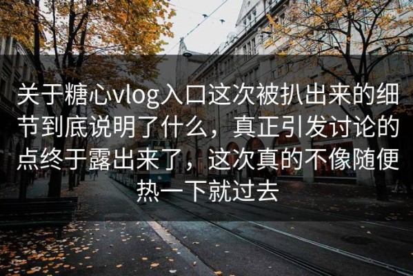 关于糖心vlog入口这次被扒出来的细节到底说明了什么，真正引发讨论的点终于露出来了，这次真的不像随便热一下就过去