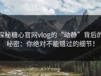 探秘糖心官网vlog的“动静”背后的秘密：你绝对不能错过的细节！