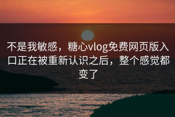 不是我敏感，糖心vlog免费网页版入口正在被重新认识之后，整个感觉都变了