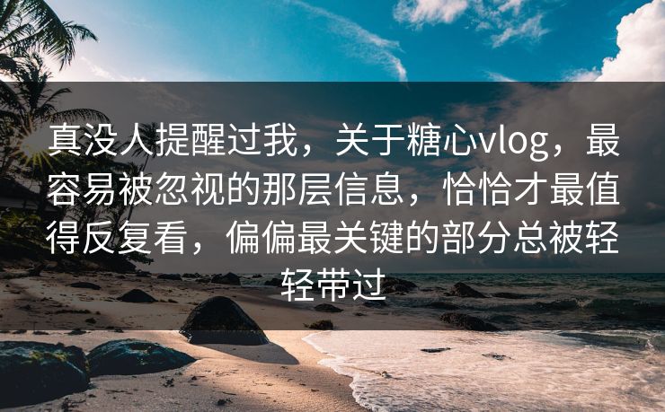 真没人提醒过我，关于糖心vlog，最容易被忽视的那层信息，恰恰才最值得反复看，偏偏最关键的部分总被轻轻带过