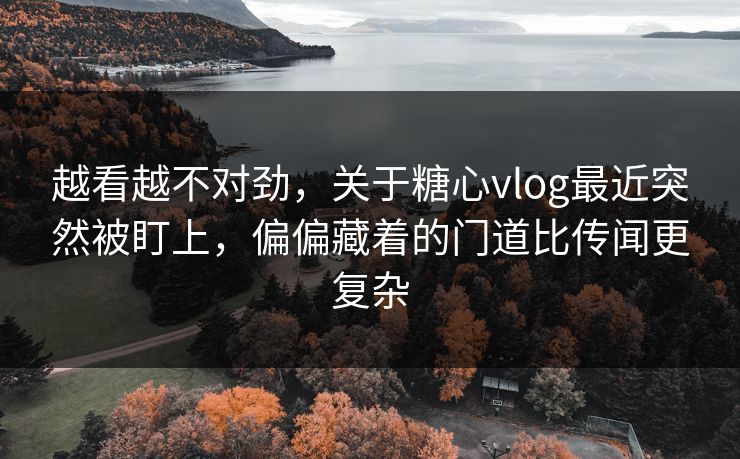 越看越不对劲,关于糖心vlog最近突然被盯上,偏偏藏着的门道比传闻更复杂 越看越不对劲,关于糖心vlog最近突然被盯上,偏偏藏着的门道比传闻更复杂